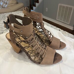 Vince Camuto Tan Lace-Up Heels